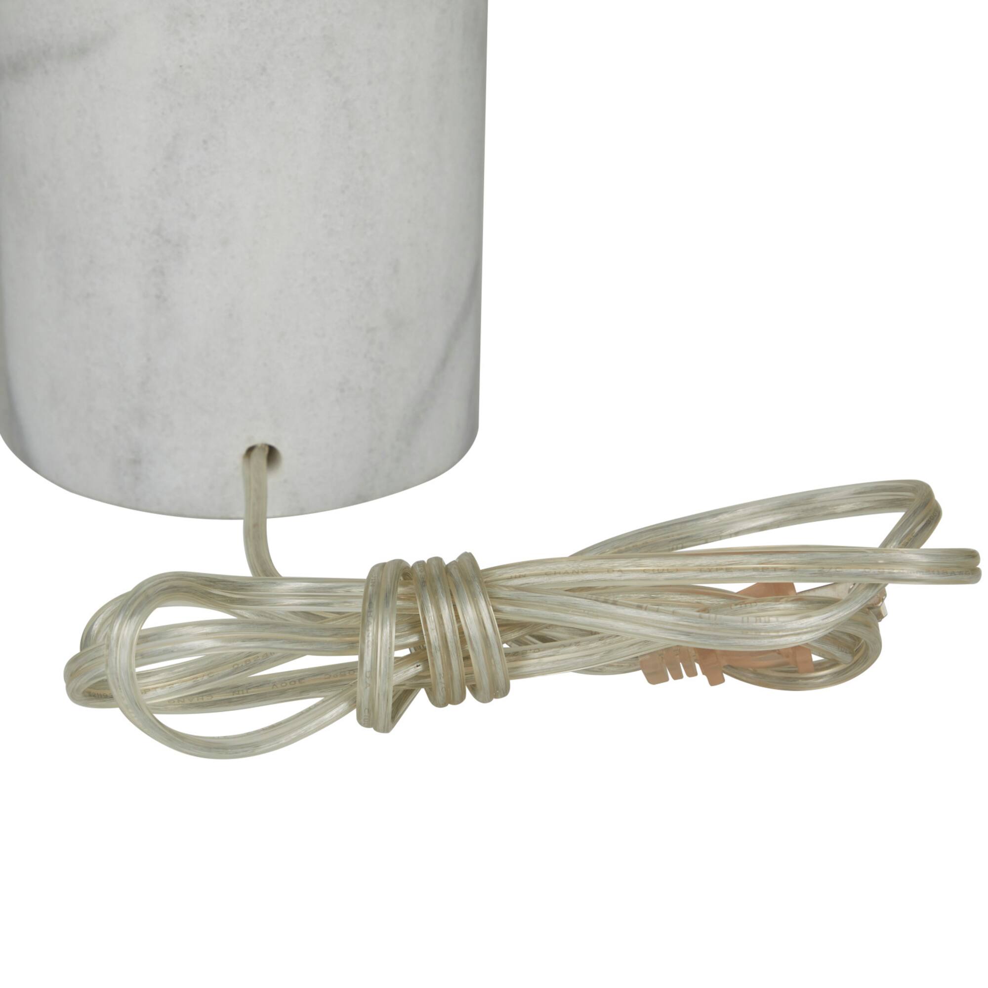 White Marble Thick Stand Table Lamp with Drum Shade 15" x 14" x 25"